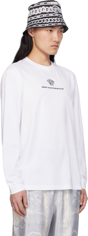 T-shirt Versace Versace Medusa Embroidered Long Sleeve T-Shirt Hvid | 1013947_1A11054, 1