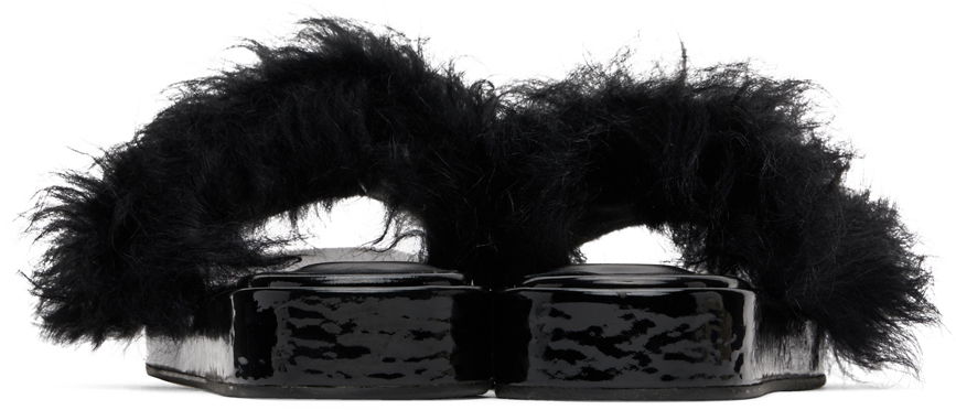 Tilbehør BY FAR BY FAR Shana Furry Slides Sort | 22FWSAHSBLTOS, 1
