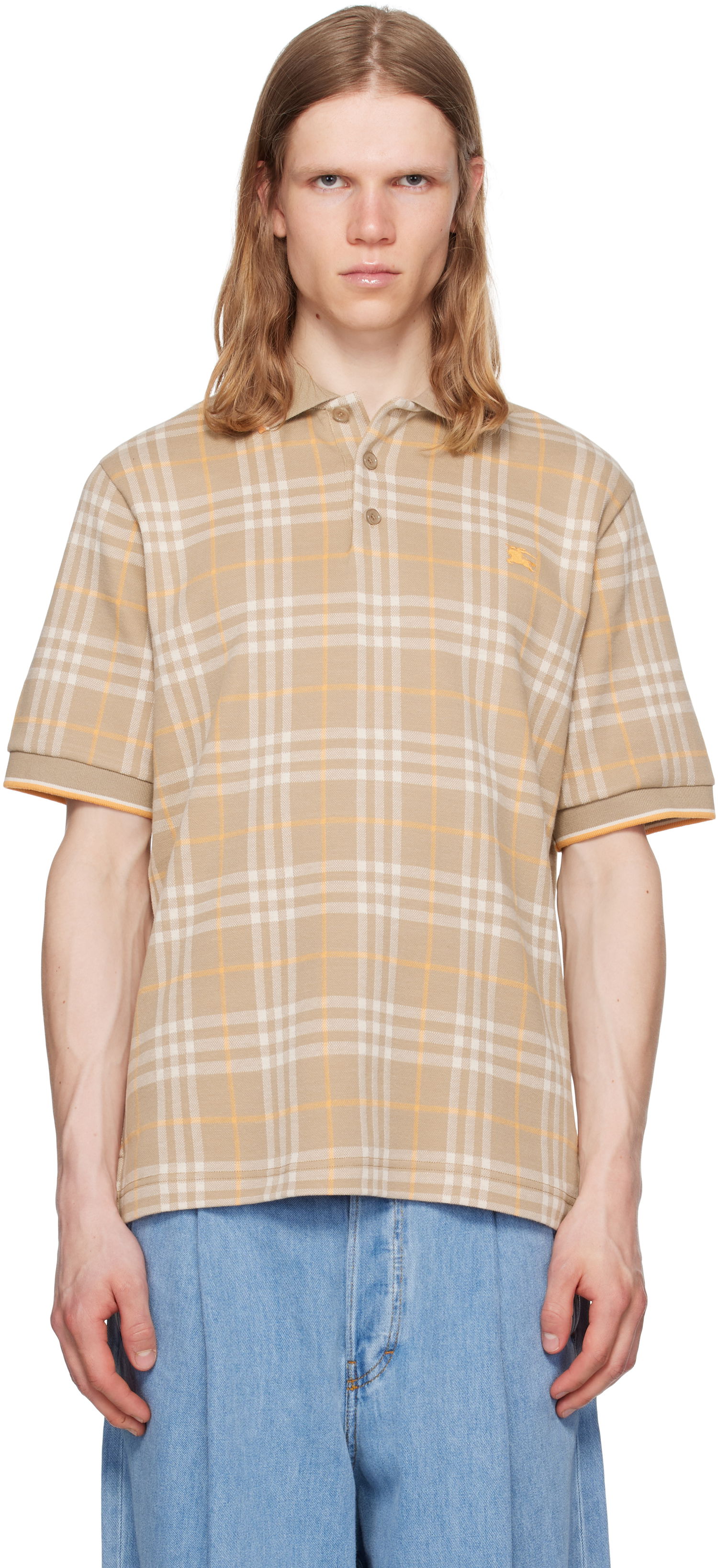 Polo skjorte Burberry Burberry Check Cotton Polo Beige | 8110102, 0
