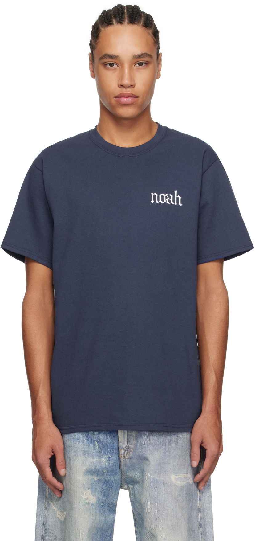 T-shirt Noah Noah Gothic 'N' T-Shirt Mørkeblå | T260SS25NVY