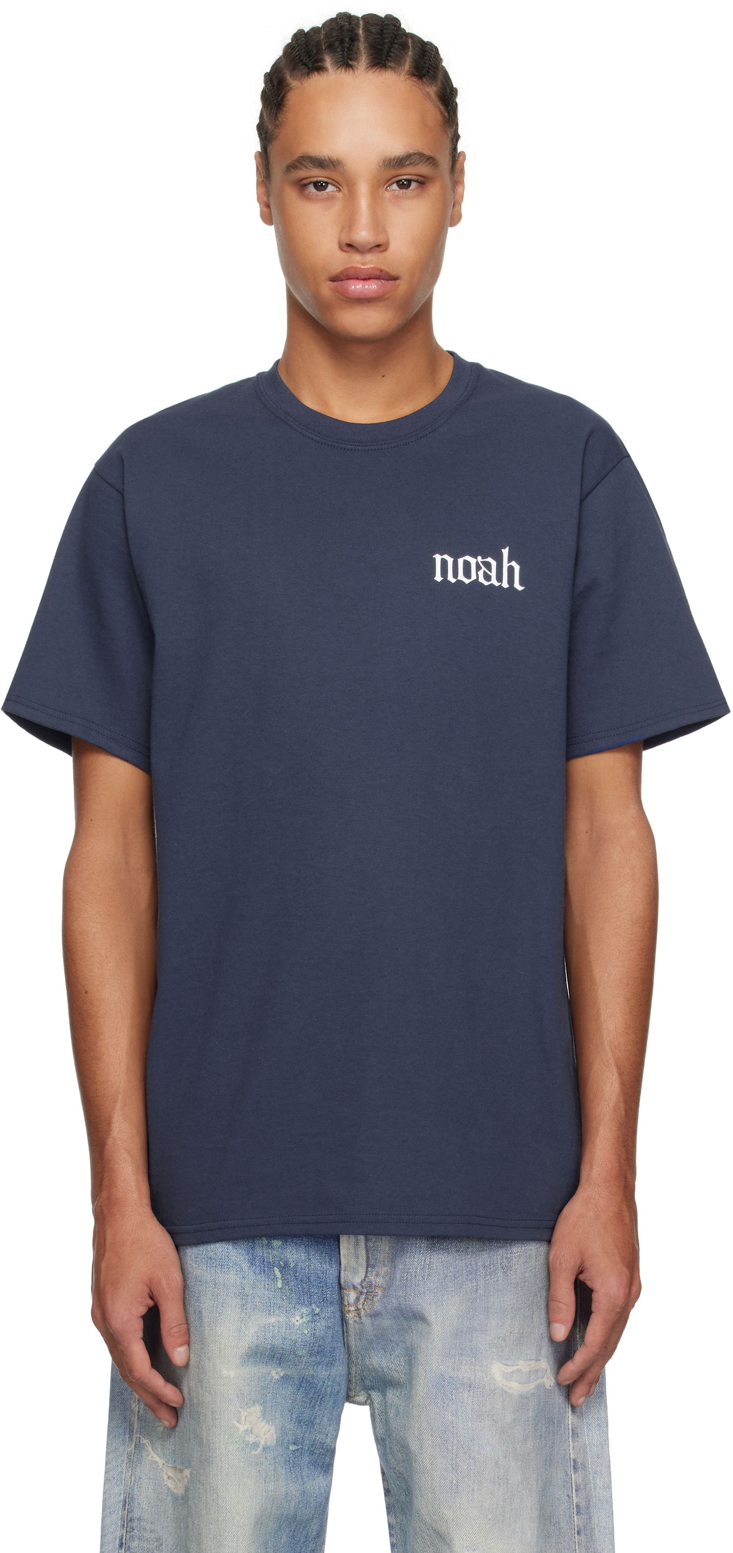 T-shirt Noah Noah Gothic 'N' T-Shirt Mørkeblå | T260SS25NVY, 0