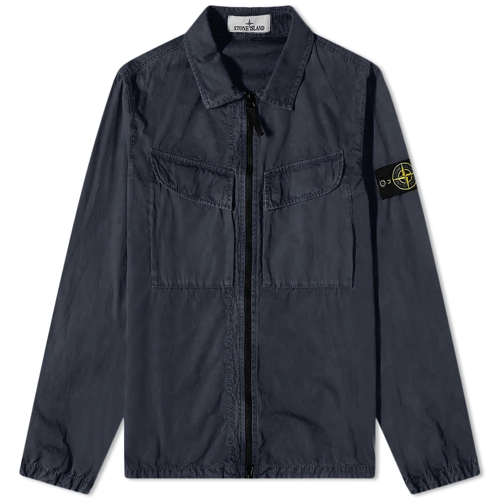 Jakke Stone Island Brushed Cotton Canvas Zip Overshirt Sort | 7715101WN-V0120, 0