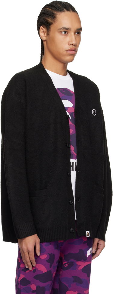 Sweater BAPE A Bathing Ape One Point Hairy Yarn Cardigan Sort | 001KNK801004M, 1