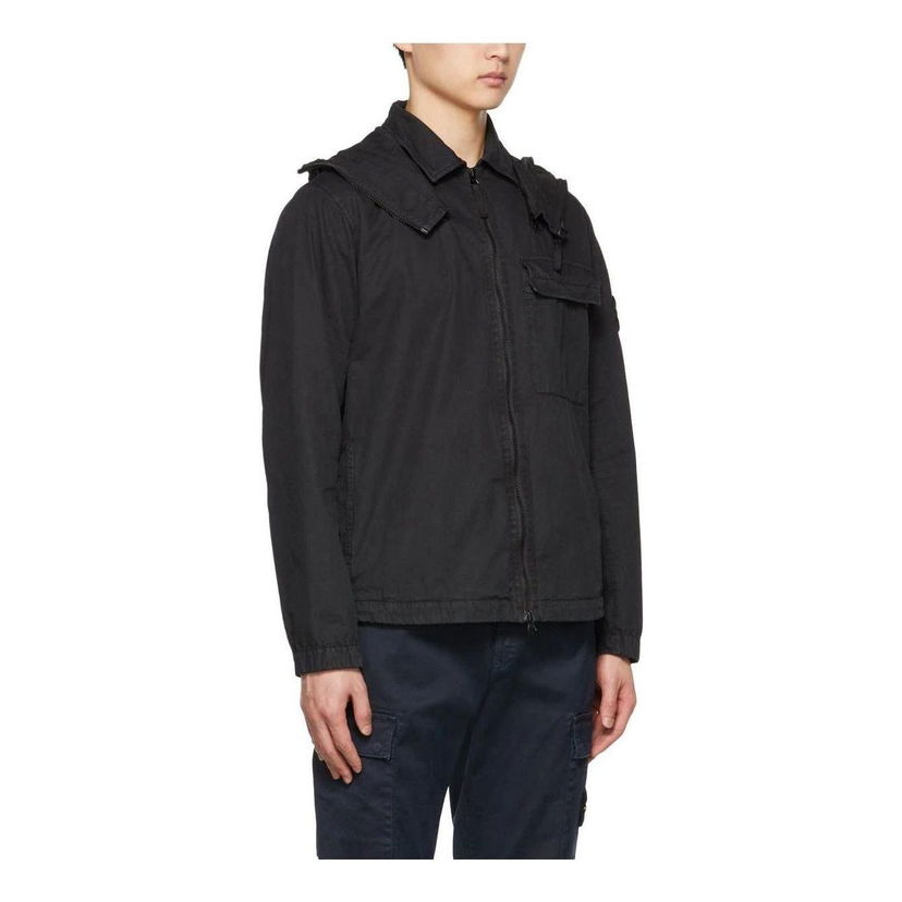 Vindjakke Stone Island Hooded Overshirt Sort | 7715114WN-V0129