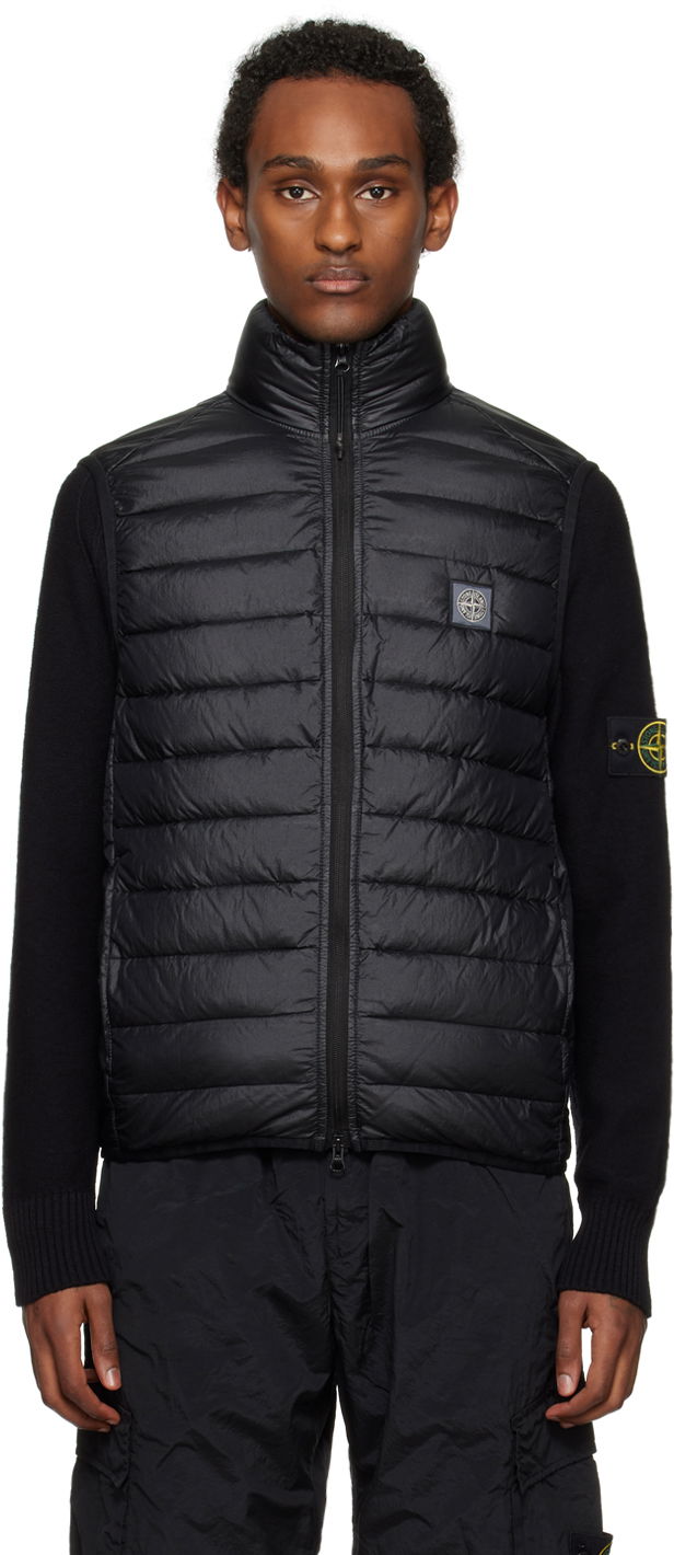 Jakke Stone Island Loom Woven Chambers Down Vest Sort | 8015G0524, 0