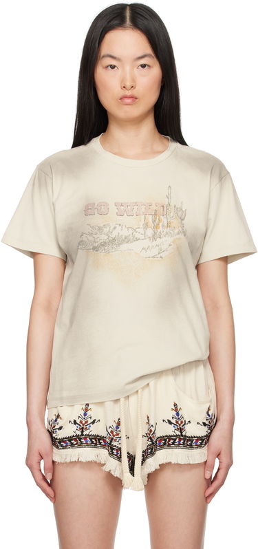 T-shirt Isabel Marant Étoile Isabel Marant Etoile Zaof Graphic T-Shirt Beige | TS0036FA-C1N08E, 0