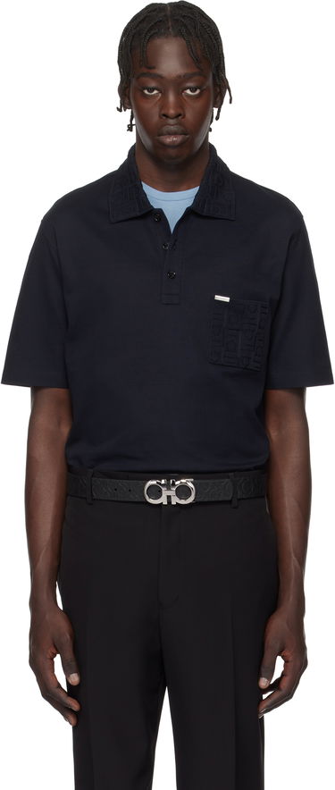 Polo skjorte FERRAGAMO Salvatore Ferragamo Jacquard Pocket Polo Mørkeblå | 781014, 0