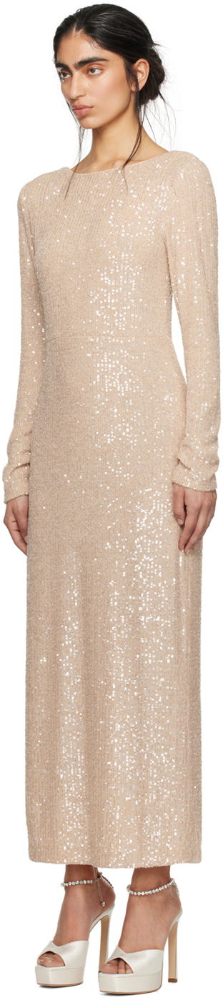 Kjole Anna Sui Sequined Midi Dress Beige | 424S71, 3