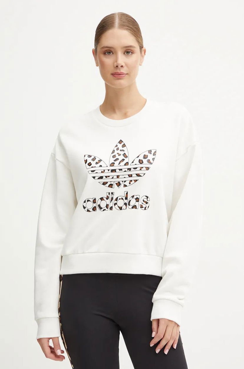 Sweatshirt adidas Originals Leopard Crewneck Sweatshirt Hvid | IW8477