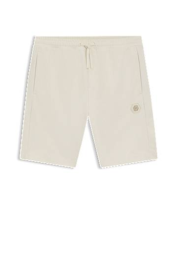 Shorts BOSS Double B Monogram Cotton-Blend Shorts Beige | 50551557