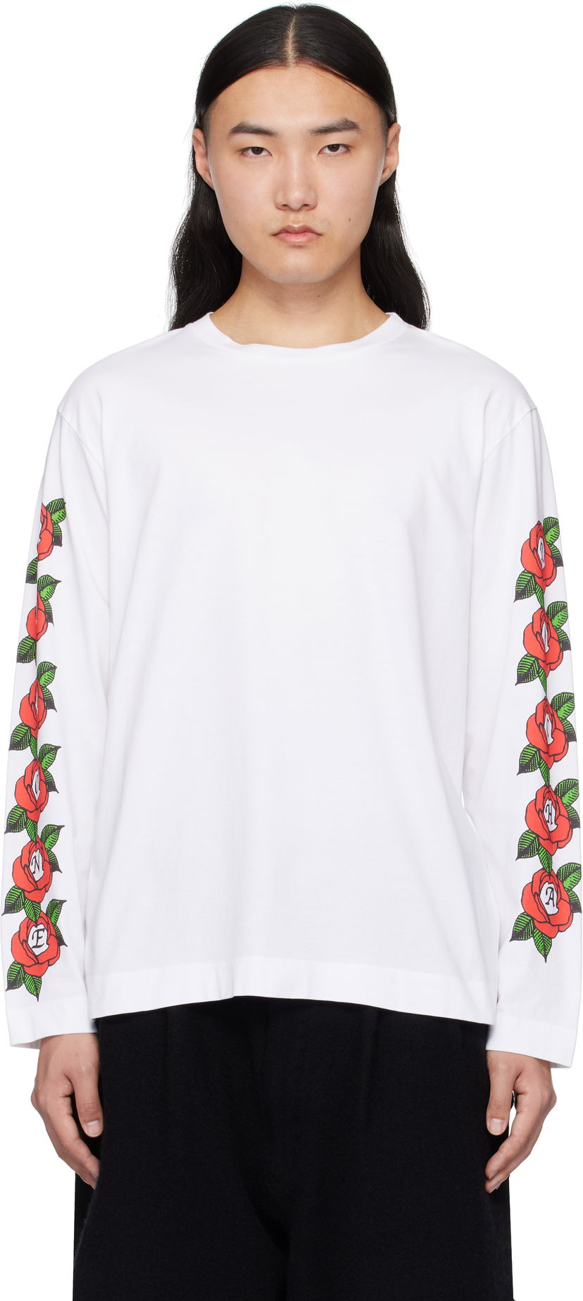 T-shirt Simone Rocha Simone Rocha Cluster Rose Logo Print T-shirt Hvid | 5194P33P34-M 0569
