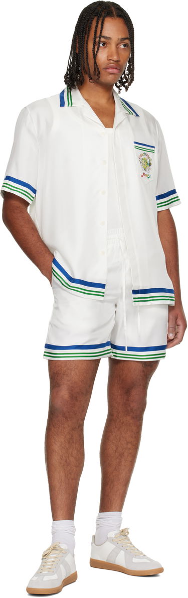 Shorts Casablanca Tennis Club Icon Silk Twill Shorts Hvid | M-AW25-TR-012-01, 3