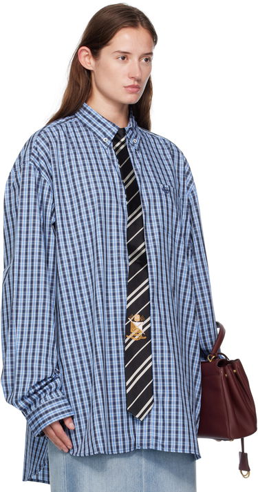 Skjorte VETEMENTS Vetements Tie Gingham Shirt Blå | UH76SH280CN, 1