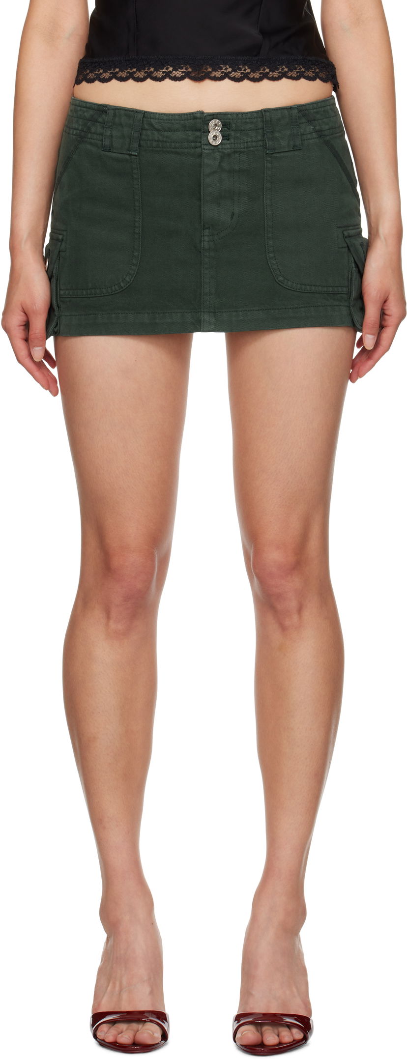 Nederdel GUIZIO Guizio Anais Cargo Miniskirt Grøn | F24312W100