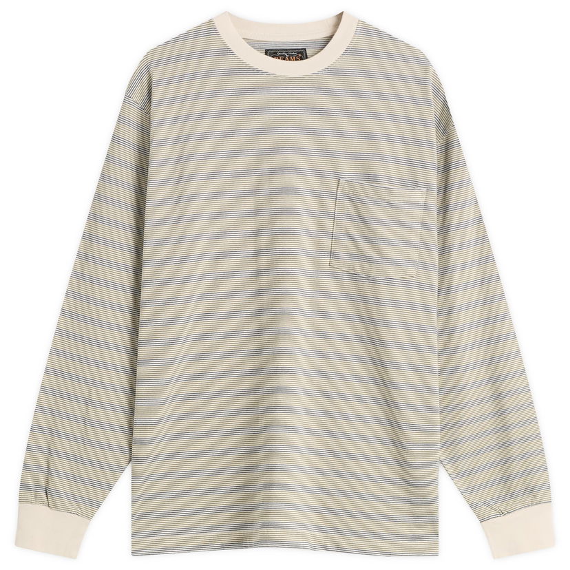 T-shirt BEAMS Beams Plus Long Sleeve Striped Pocket Tee Beige | 3814-0087-048-05