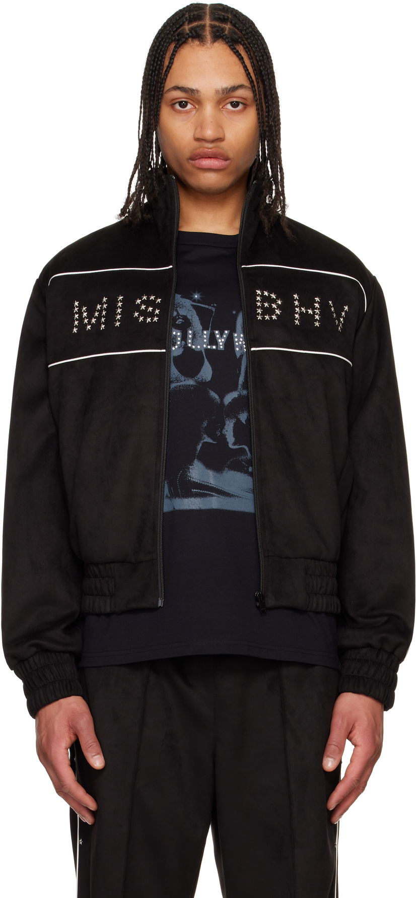 Bomberjakke MISBHV MISBHV Star Faux Suede Track Jacket Sort | 250M401