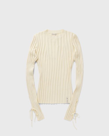 Sweater ØLÅF Tie Sleeve Ribbed Knit Top Hvid | W220708-OFF-WHITE, 0