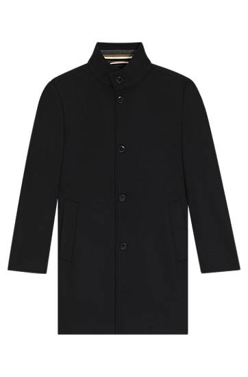 Frakker BOSS Slim-fit Stand-collar Coat in Wool and Cashmere Sort | 50551078, 0