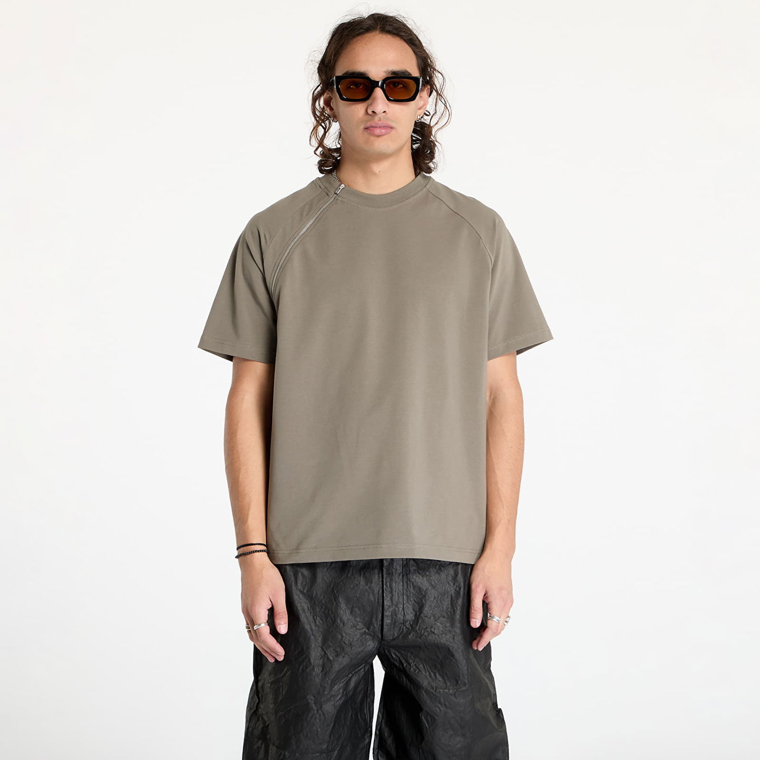 T-shirt HELIOT EMIL Sequence Zip T-Shirt Grøn | HE_M_09_090_DG23, 0