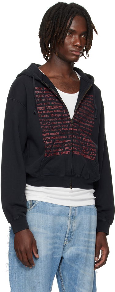 Sweatshirt VETEMENTS VETEMENTS 'Fuck' Fitted Zip-Up Hoodie Sort | UH76ZU660B, 1