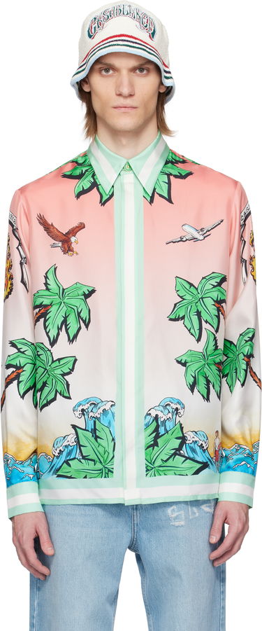Skjorte Casablanca Casablanca 'Tennis Club' Print Silk Shirt Flerfarvet | U-MS25-SH-021-02, 0