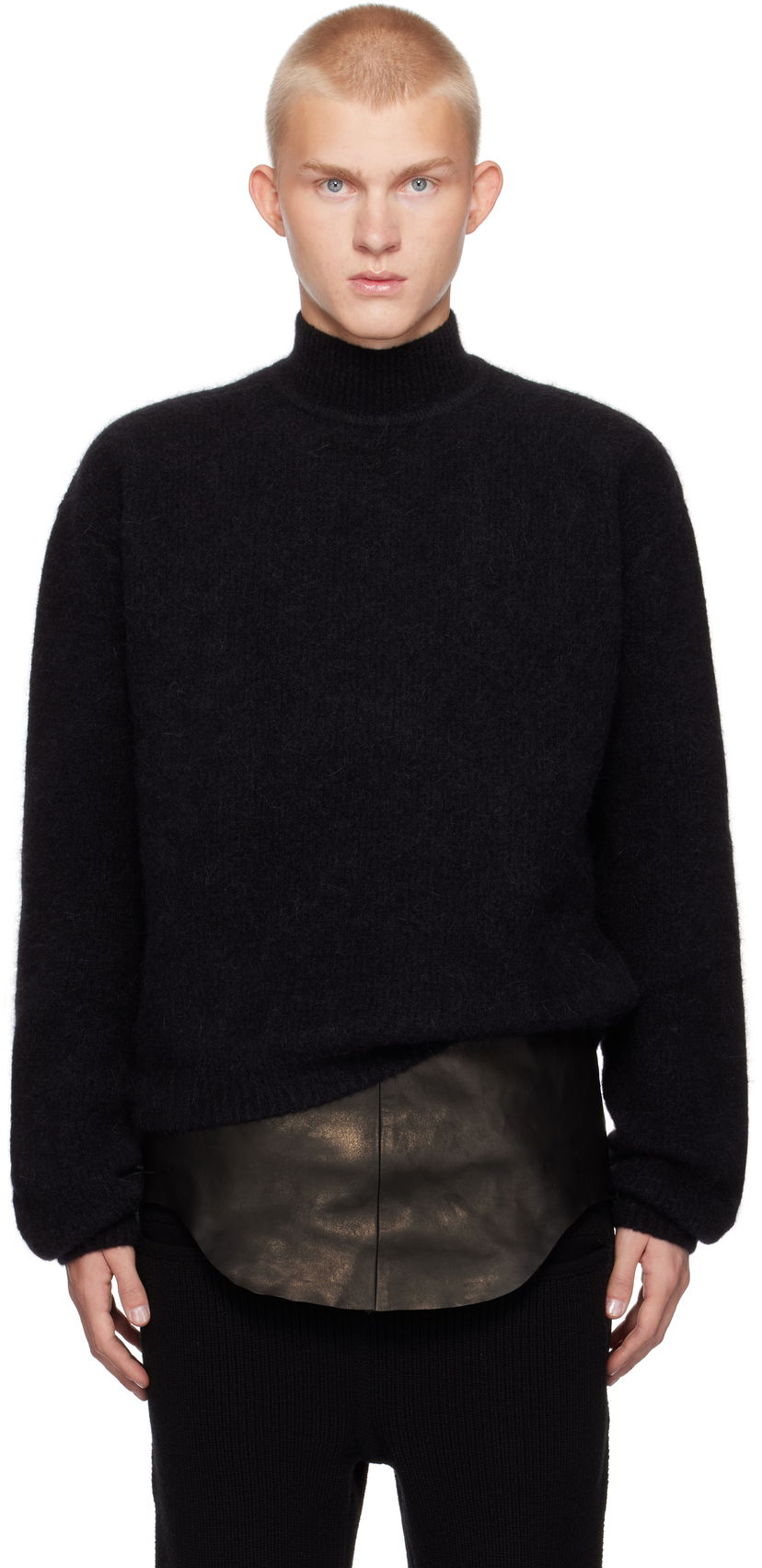 Sweater Rick Owens Alpaca Knit Turtleneck Sweater Sort | RR02D6645 KWP