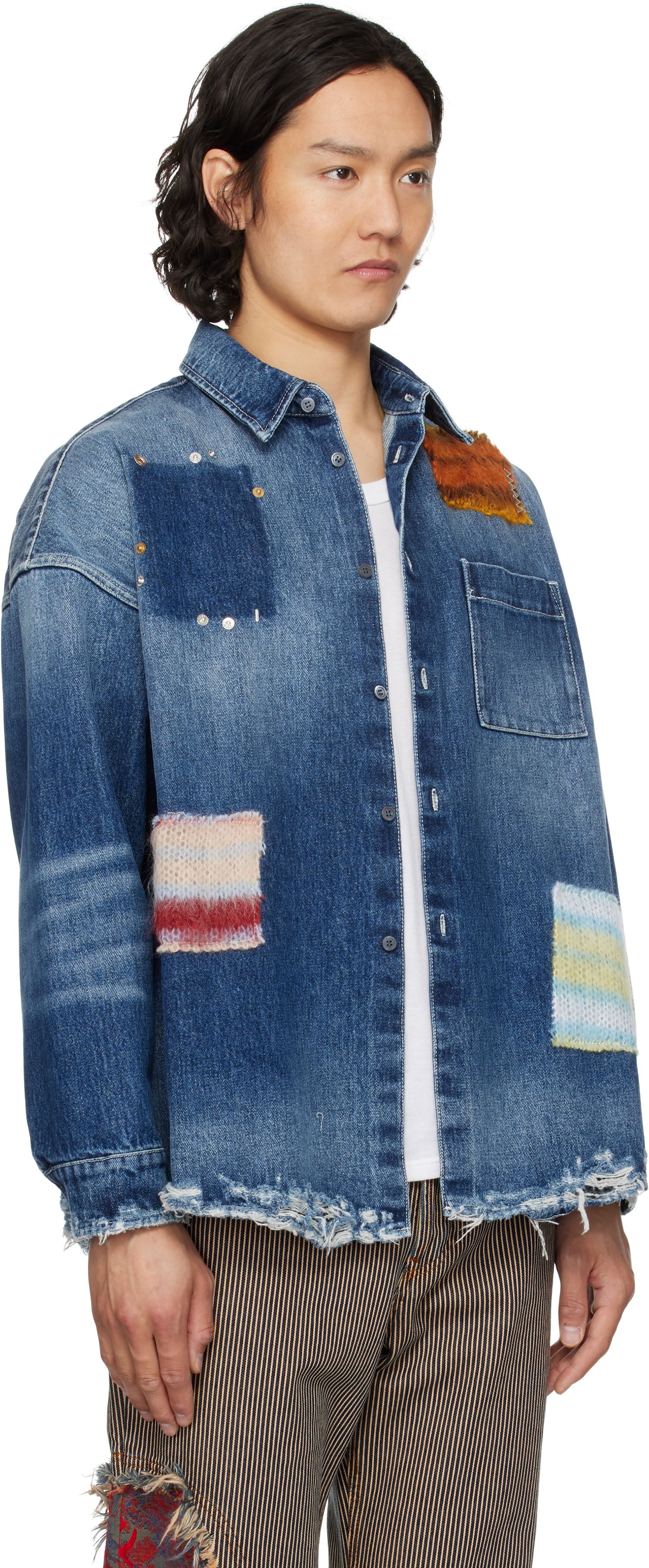 Skjorte Marni Marni Patched Denim Shirt Blå | CUJU0061LX USCX01, 1