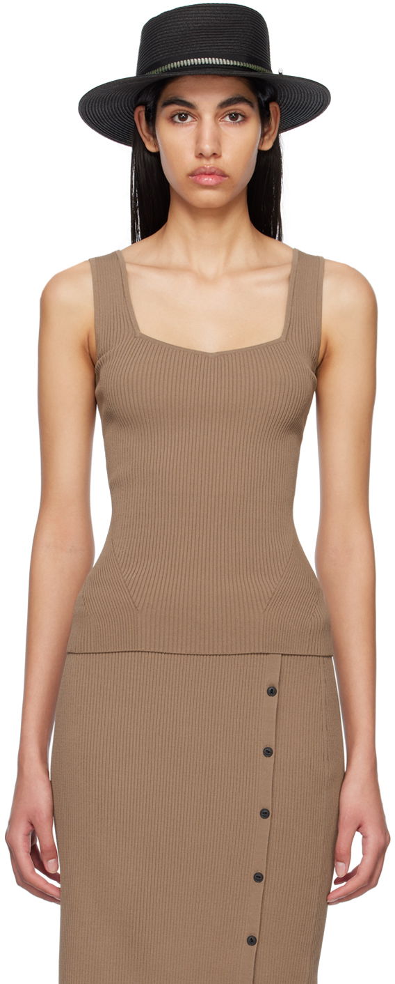 Tanktop rag & bone Rag & Bone Asher Rib Knit Tank Top Brun | WAS23S035YL35