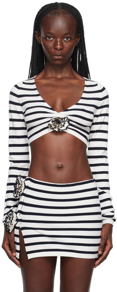 Sweater Jean Paul Gaultier Jean Paul Gaultier 'The Flower' Striped Crop Top Hvid | 23/12-F-PL029-M048-0359, 0