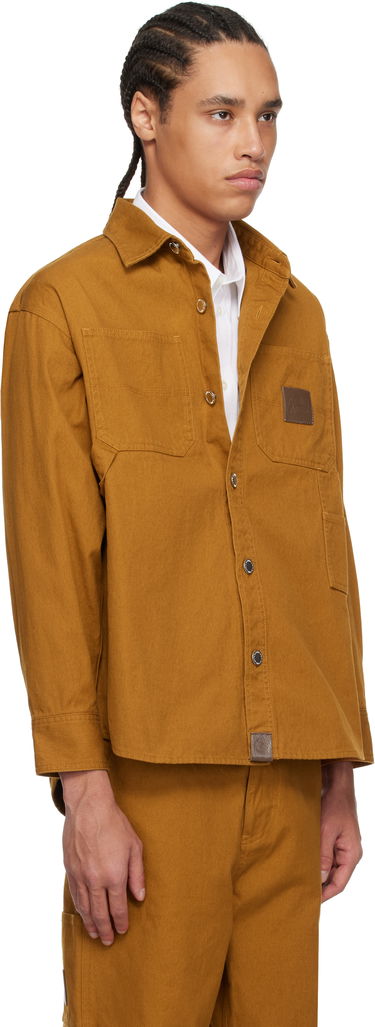 Skjorte BAPE Bathing Ape Logo Canvas Work Shirt Brun | 001SHK801305M, 1
