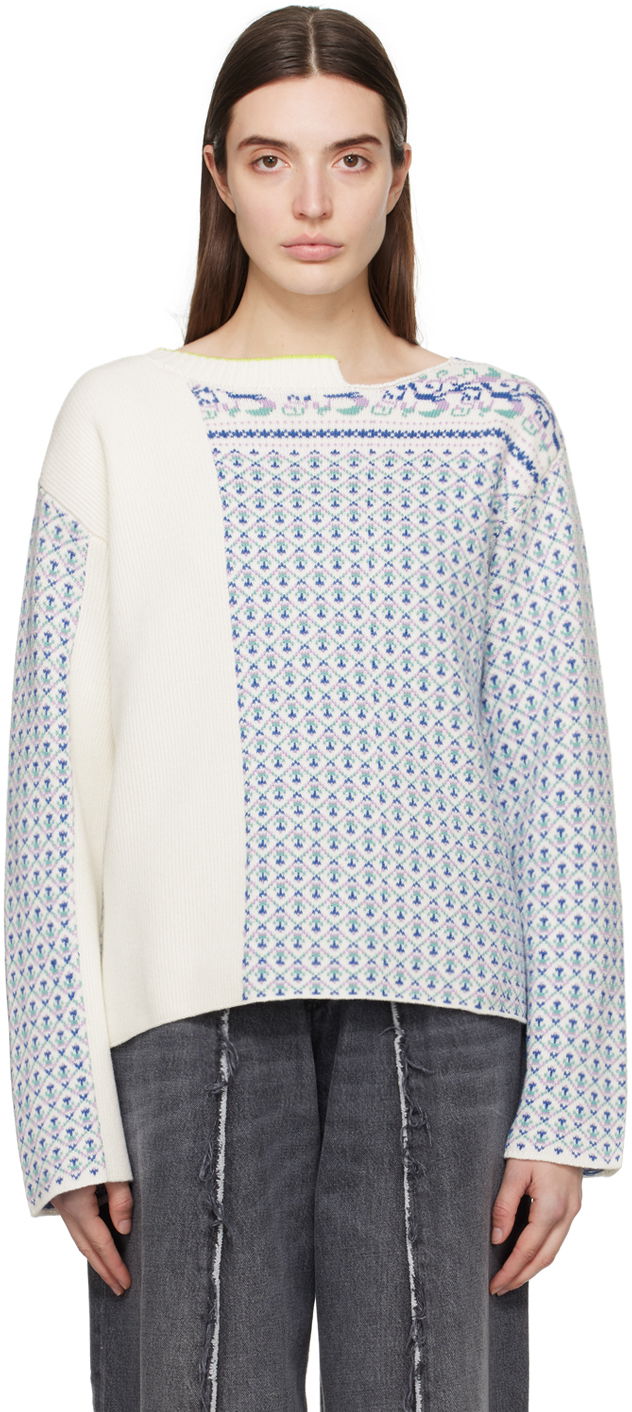 Sweater Maison Margiela MM6 Paneled Sweater Blå | SH0HL0003 S18451