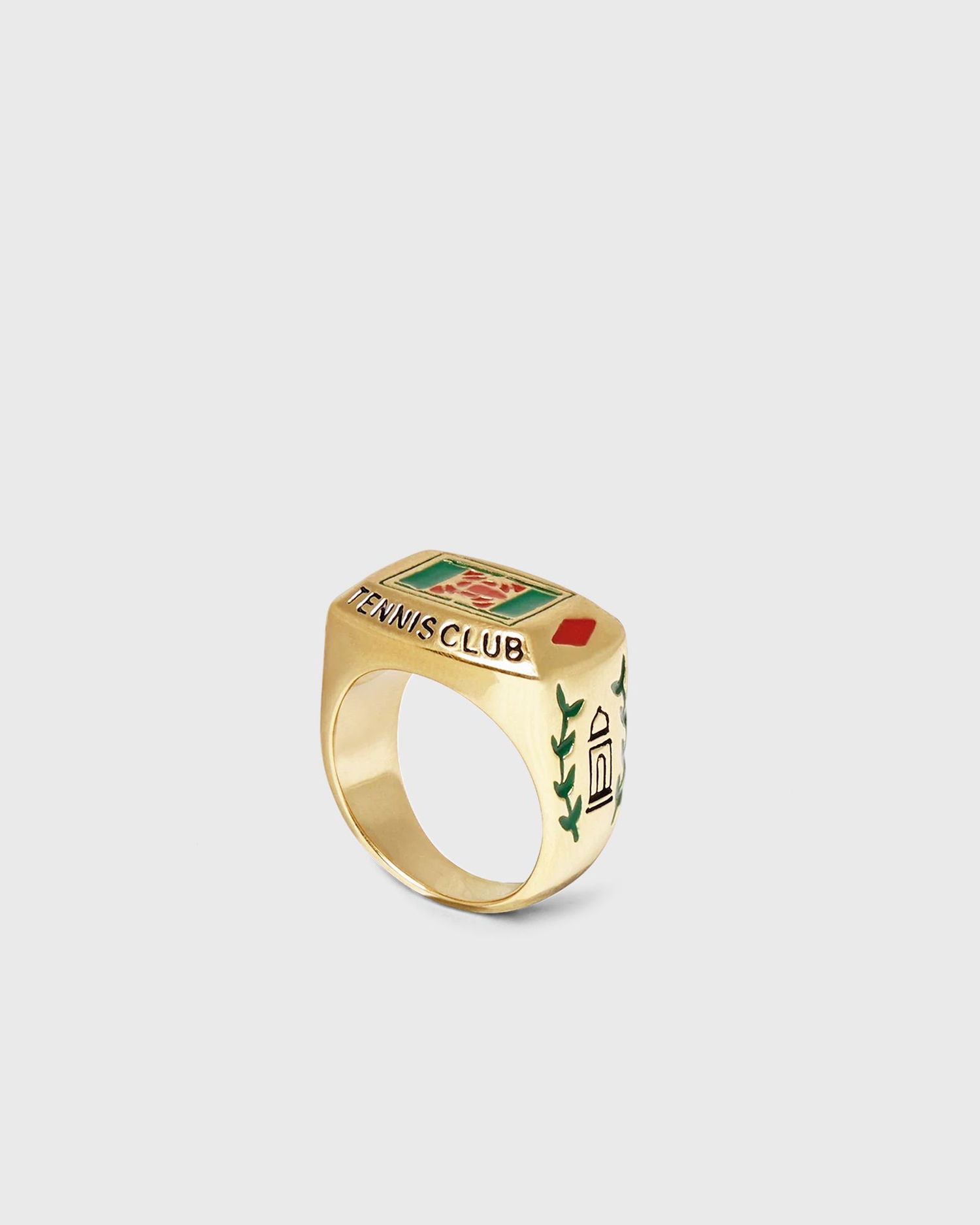 Ring Casablanca Gold Tone Tennis Club Enamel Signet Ring Metalisk | APF25-JW-087-01, 0