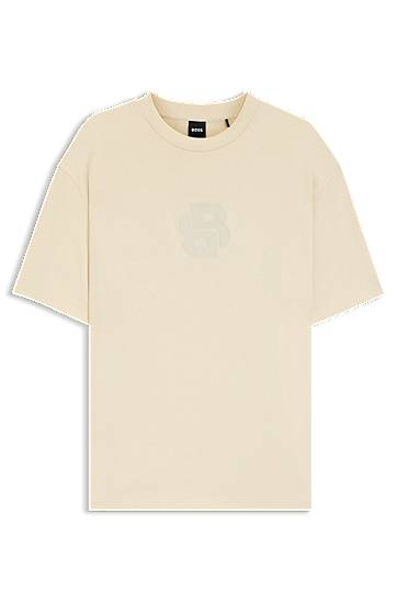 T-shirt BOSS Peached-cotton T-shirt with Double B monogram Beige | 50549112