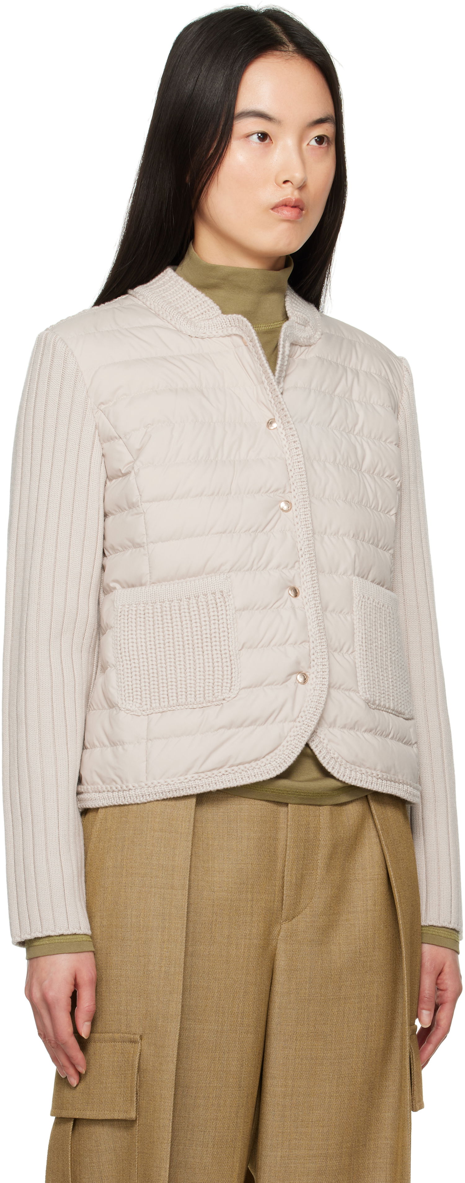 Puffer jakke Moncler Moncler Padded Wool Down Cardigan Beige | 9B000-13 M1131, 1
