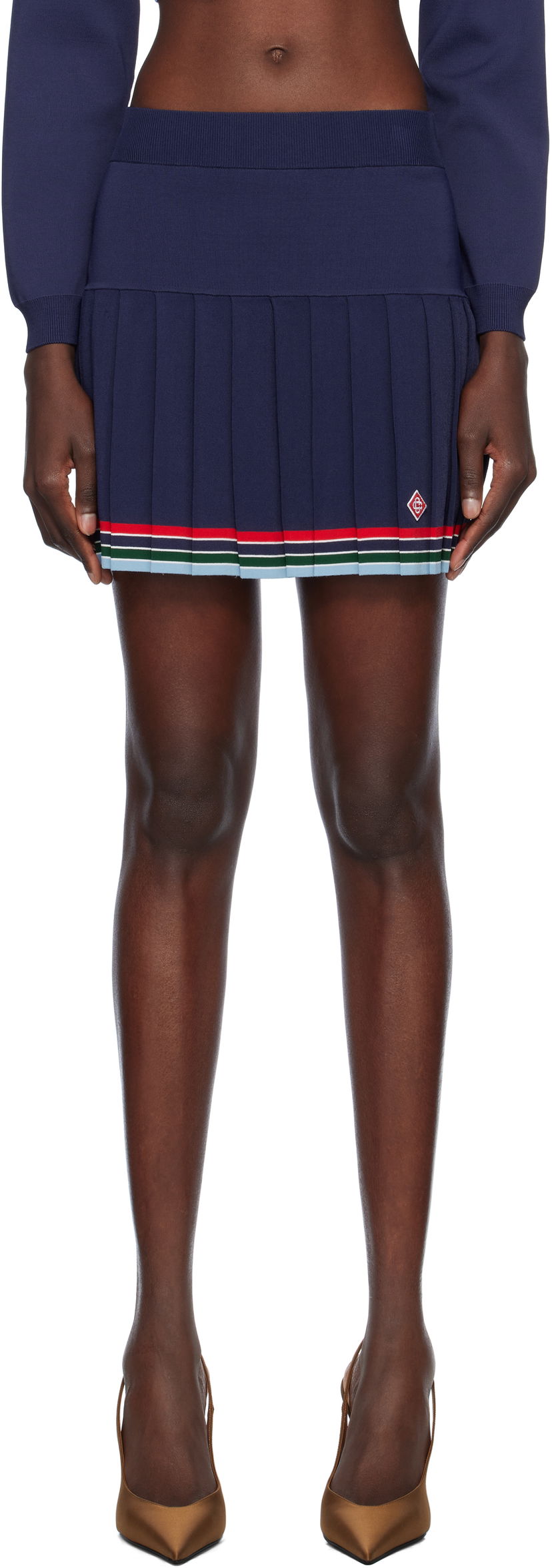 Nederdel Casablanca Casablanca Baseball Pleated Miniskirt Mørkeblå | WS25-KW-983-01