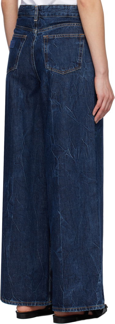 Jeans GANNI GANNI Crinkled Future Denim Marri Wide-Leg Jeans Blå | J1593, 2