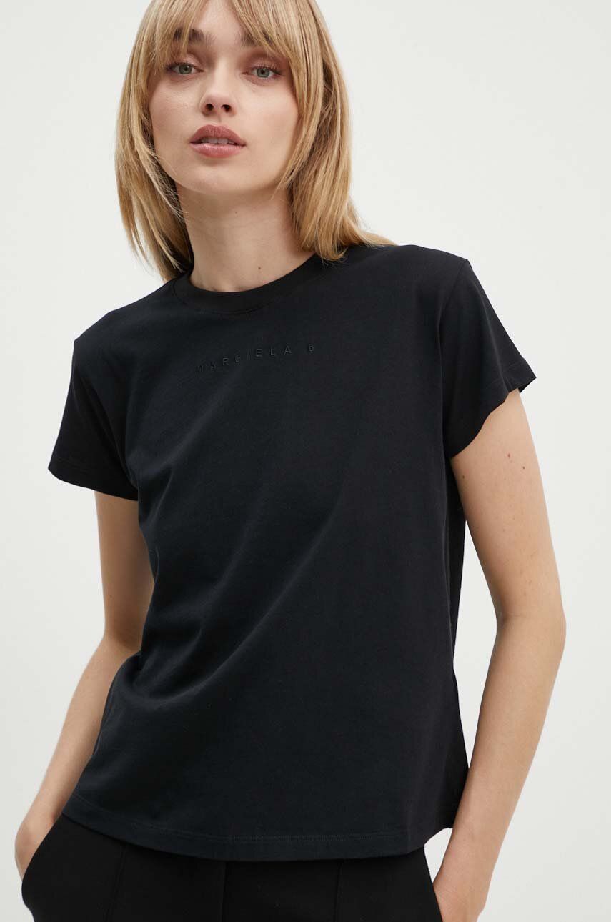 T-shirt Maison Margiela MM6 Maison Margiela Black Embroidered Logo T-Shirt Sort | S52GC0247.S24312, 0