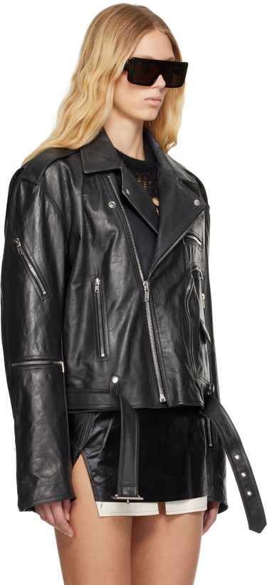 Jakke Rick Owens Rick Owens Jumbo Bauhaus Stooges Leather Biker Jacket Sort | RP01E7717-009, 2