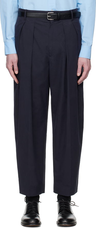 Bukser The Row The Row Dyon Pleated Trousers Mørkeblå | 937-W3897, 0