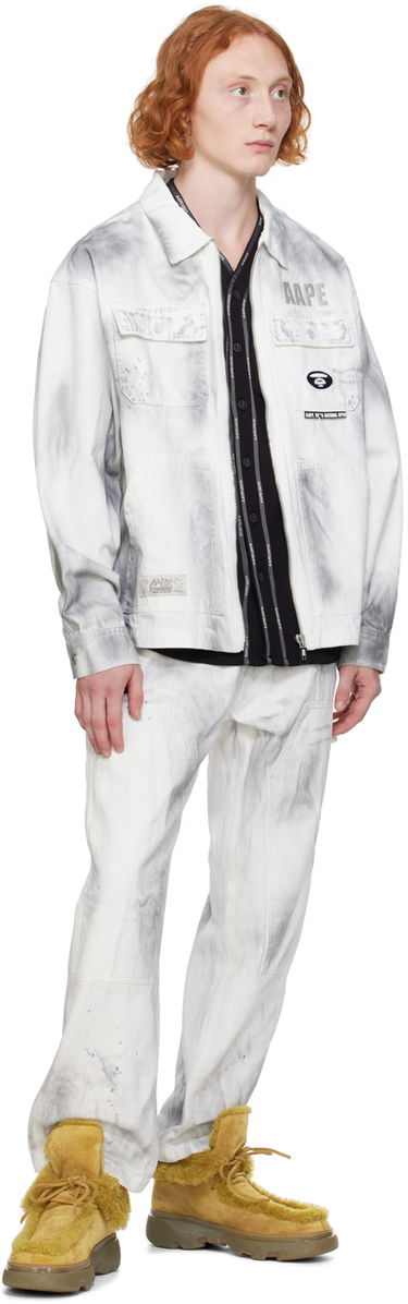Jakke AAPE by A Bathing Ape AAPE by A Bathing Ape Faded Denim Jacket Hvid | AAPLJM7644XXMWHB, 3