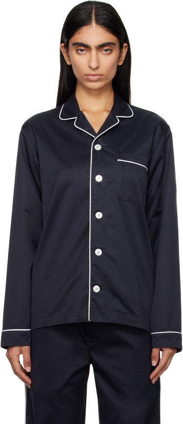Pyjamas TEKLA Sateen Long-Sleeved Pyjama Shirt Blå | SWT-NAV & SWP-NAV, 0