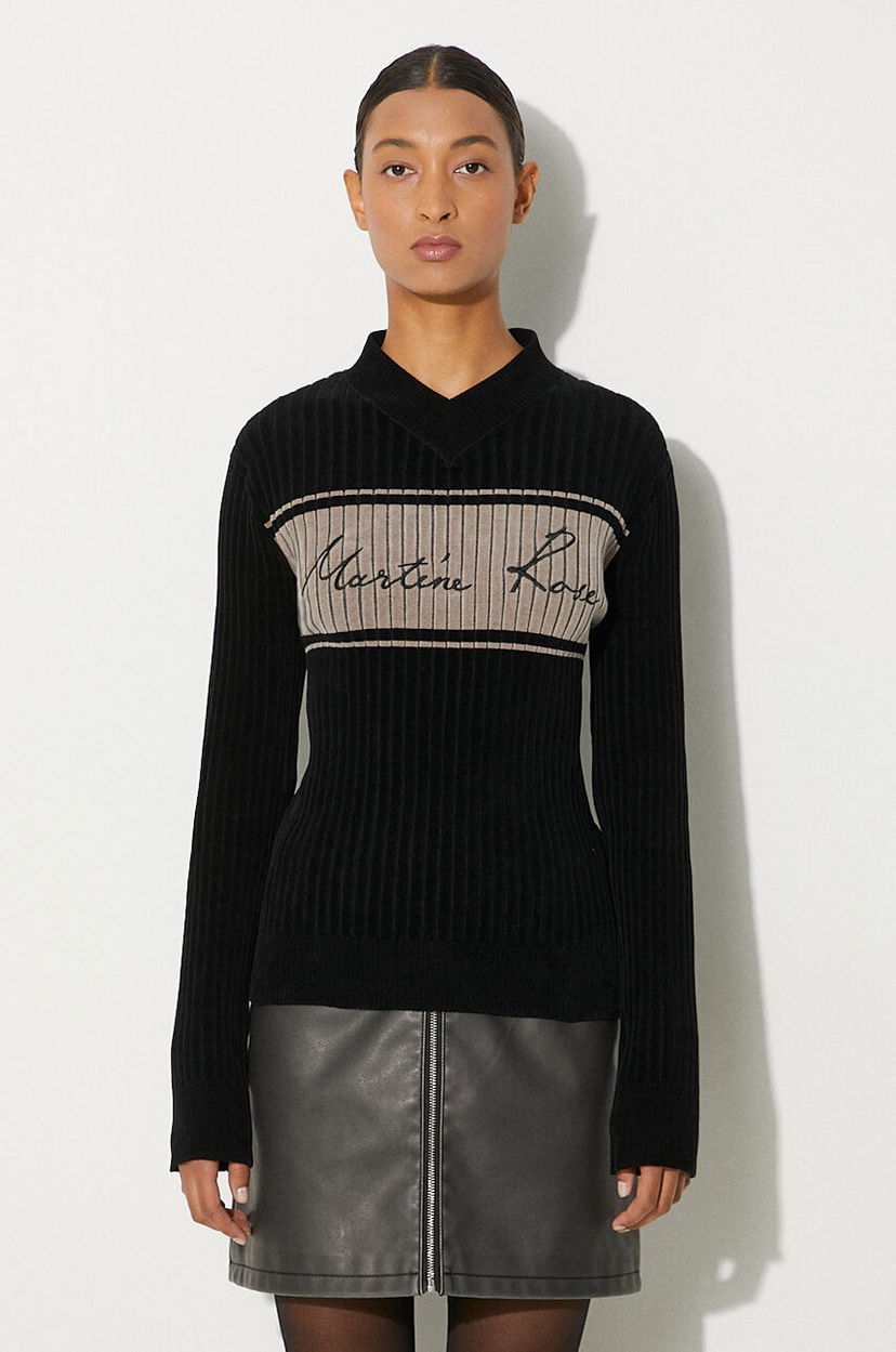 Sweater Martine Rose Martine Rose Chenille Ribbed V-Neck Jumper Sort | 946YA02008