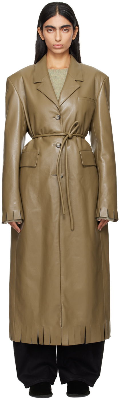 Frakker Nanushka Taupe Nikoline Vegan Leather Coat Beige | NW24PFSG26865