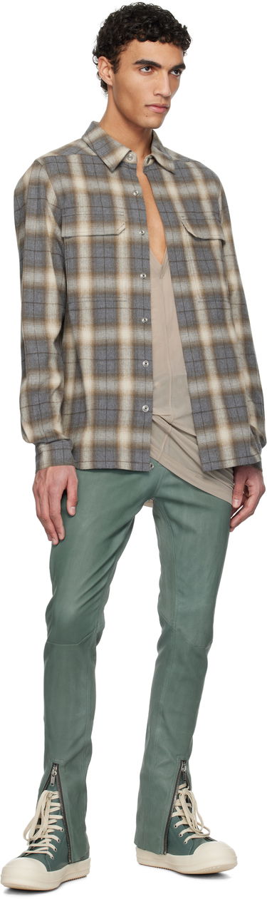 Skjorte Rick Owens Rick Owens Hollywood Plaid Overshirt Brun | RU01E5236 CP, 3