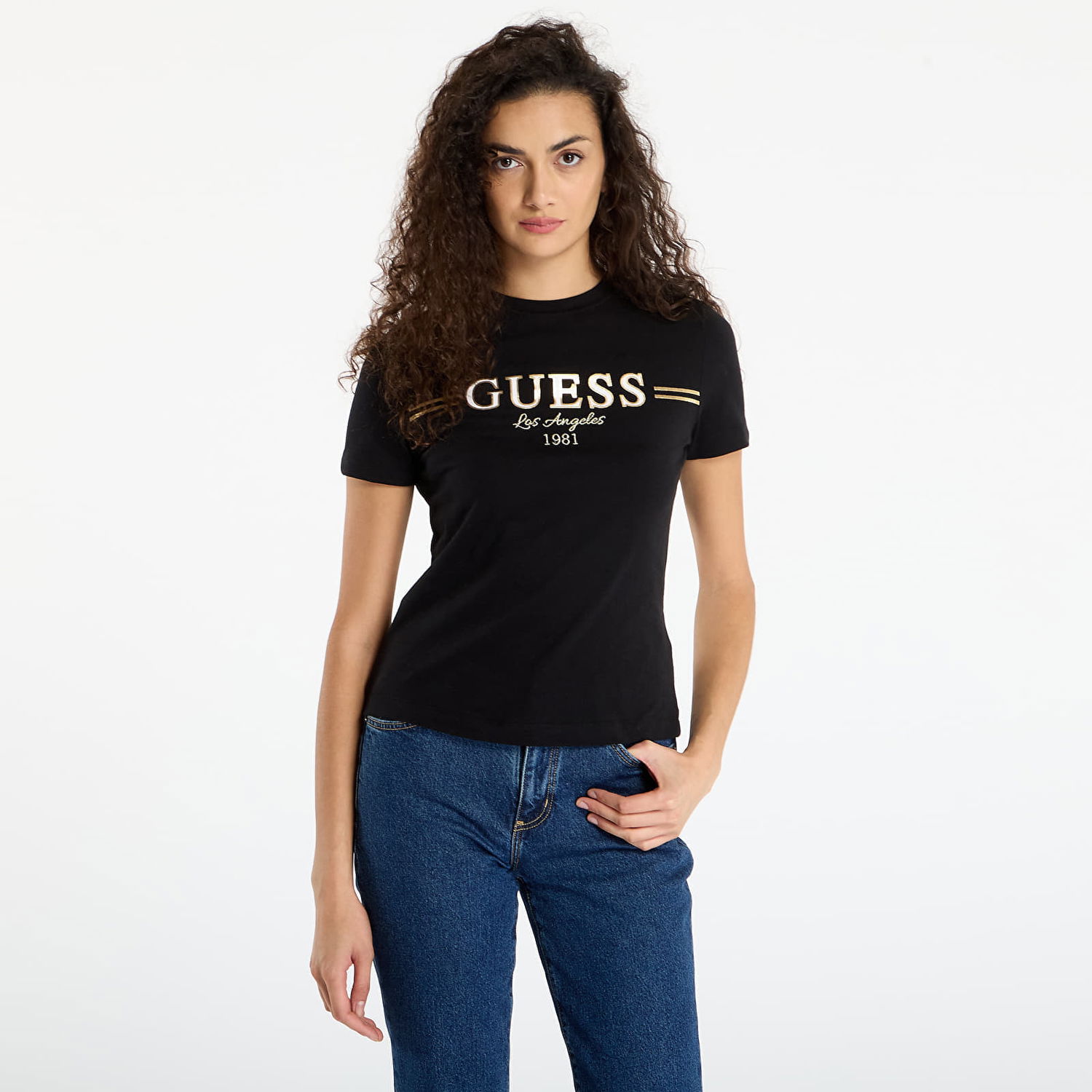 T-shirt GUESS T-Shirt Bibia Ss Los Angeles 1981 Sort | V5BI15KA260-JBLK, 0