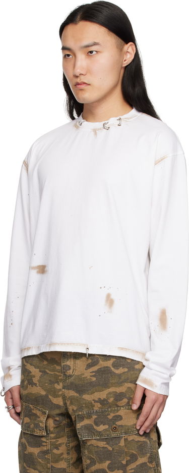 Sweater We11done We11done Pierced Long Sleeve T-Shirt Hvid | WD-TT0-25-771-U-WH, 3