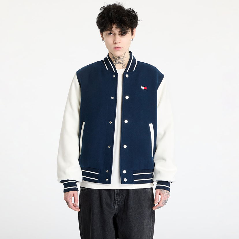 Bomberjakke Tommy Hilfiger Tommy Jeans Wool Blend Varsity Jacket Mørkeblå | DM0DM20216 C1G