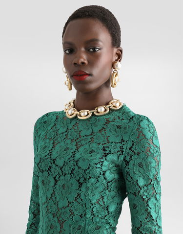 Kjole Dolce & Gabbana Long Chiffon & Lace Dress Grøn | F6TJPTGDCTFV0402, 3