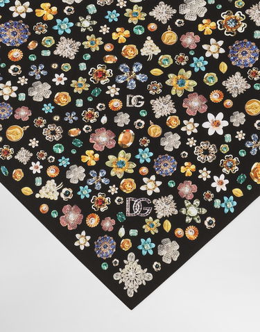 Tørklæde Dolce & Gabbana Dolce & Gabbana Silk Twill Jewel Print Stole Sort | FS326AGDDAYHN5SA, 3