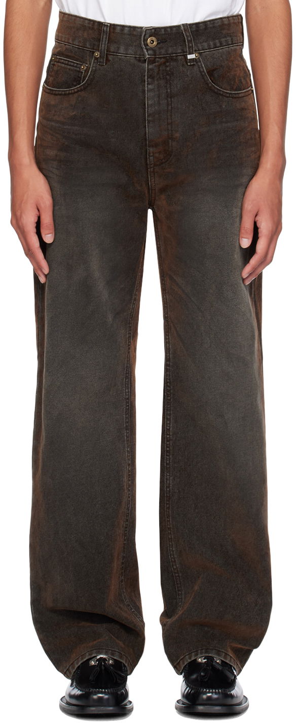 Jeans We11done We11done Flocked Jeans Brun | WD-DP2-24-318-M-BK